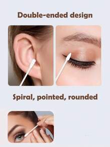 每袋50支/100支/500支,独立包装,旅行便携,单头棉签,双头棉签(尖头和圆头),清洁卸妆棉签,男女通用纸棒 - 彩色 - 查看 3