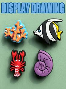 23 PCS Submarine Coral Series, Starfish, Conch, Coral, Seahorse, Water Grass Convey A Unique Creative Design, Can Let People Find That The Original Foot Decoration Can Have So Many Novel Ways To Play, Unlock A Variety Of Different Collocation Possibilities, Removable Washing