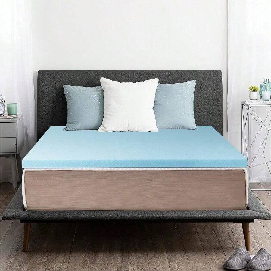 2/3 Inch Mattress Topper Memory Foam Pressure Relief For Back Pain Cooling Gel