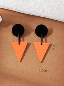1 Pair Geometric Triangle And Circle Polyresin Dangle Earrings - Multicolor - View 2