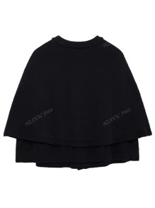 Conception de style cape pour femmes, sensation rétro Top de gamme française, pull tricoté boutonné, cardigan col rond, veste pull