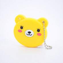 1pc Customized Multi-Color Cartoon Bear Retractable Tape Measure Keychain, Soft PU Leather Automatic Measurement Hanging Accessory