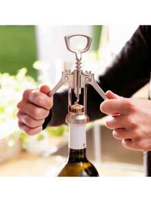 Wine Opener Stainless Steel Red Wine Opener Wing Type Metal Sommeliers Corkscrew Bottle Openers Corkscrews Wine Cork Remover Can Open Beer, For Outdoor, Camping, Gift For Father