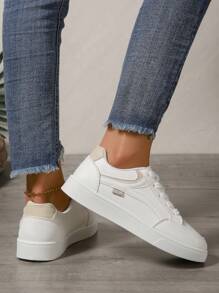 White Sneakers For Women, 2025 New Spring Autumn Lace-Up Thick Sole Niche Brand Casual Sports Shoes, Bestselling