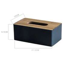 Caja de pañuelos, anillos para servilletas de mesa, soporte para pañuelos, caja de papel, contenedor, cubierta de bambú, caja de almacenamiento de madera maciza, decoración de mesa para el hogar - Neblina azul - Ver 1