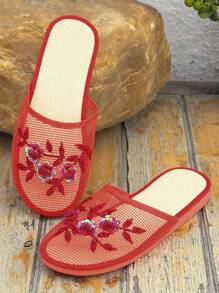 Fashionable New Handmade Beaded Slip-On Slippers, Suitable For Indoor And Outdoor Wear - Red - View 6
