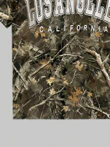 Girls' Summer Niche Design Camouflage Crop Top With Shorts Outfit - Multicolor - View 4