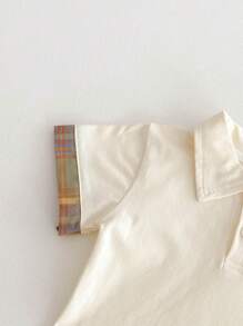 2 件套婴儿/女婴卡通 Polo 衫和褶皱连衣裙套装，夏季