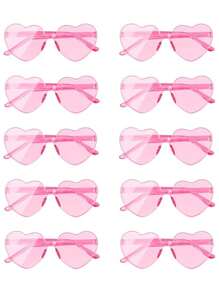 10pcs-Heart Shaped Glasses, Valentine's Day Rimless Heart Shaped Glasses Candy Colored Heart Shaped Glasses For Women Men Party Favors Heart Shaped Glasses For Valentine's Day Party, Wedding, Bachelorette Party, Birthday Party