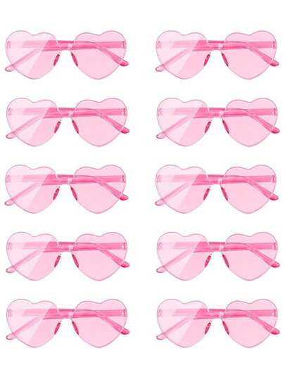 10 pezzi - Occhiali a forma di cuore senza montatura, occhiali a forma di cuore colorati come caramelle per donna e uomo, accessori per feste di San Valentino, matrimoni, addii al nubilato, compleanni