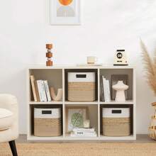 Set Of 4 Storage Cubes 11 X 10.5 X 10.5 In, Water Hyacinth Storage Bins For Shelves, Toys, Book, Storage Baskets With Handles, Cotton Rope Woven Baskets For Organizing, Brownhalloween - 黑色 - 查看 5