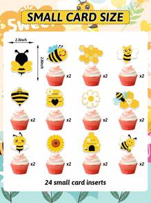 25 Pieces Of Bee Cake Decoration Cupcake Decoration - Birthday Party Decoration Theme Happy Birthday Bees, Bumblebees Decoration Desktop Center Decoration - Suitable Party Supplies Party Gifts