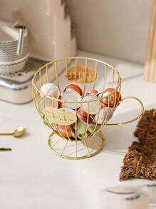 1 Nordic Style Light Luxury Snack Candy Storage Rack, Coffee Shop Dining Table Display Decoration Rack, Home Coffee Storage Rack, Metal Storage Basket, Office Dormitory Large Capacity Storage Basket, Open Decoration Piece