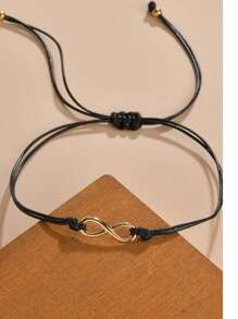 1 件时尚休闲简约合金无限符号手链 - 黑色 - 查看 1