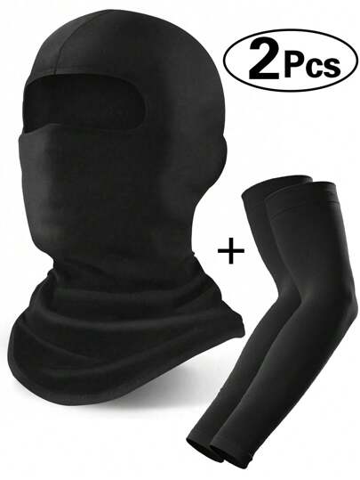 Máscara de esquí + Mangas para brazos, Máscara facial para hombres y mujeres - Esquí, Snowboard, Motocicleta, Protección UV y protección contra el viento