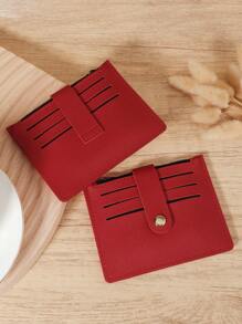 SOUTHLAND&KANGAROO Burgundy Bag Charry Red Bag Wine Red Bag Buckle Fashion Card Holder Slim Lightweight Portable Cash Money ID Card Credit Card Coin Pocket For Birthday Gift Anniversary Christmas On Valentine Day Couple Female Lady Girls Women Teenagers For College Student School Student Bag School Supplies For School Dorm Room & Back To School For Women Wallet Mini Wallet Purse Wallet Card Wallet - Red - View 5