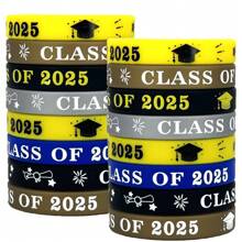 24 piezas Clase de 2025 Pulsera de silicona de la temporada de graduación, pulsera de graduación de silicona, adecuado para regalos de recuerdos de fiestas de graduación - Multicolor - Ver 1