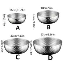 1pc/4pcs, 304 Stainless Steel Hammered Salad Bowl, Salad Bowl, Mixing Bowl, Large Soup Bowl, Golden Bowl, Kitchen Preparation Bowl, - Multicolor - View 11
