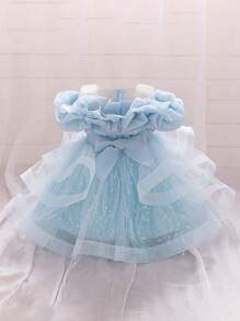 Baby Mädchen Pailletten Tüll Mesh Patchwork Süßes Prinzessin Kleid, geeignet für Geburtstagsfeiern, Blumenmädchen, Hochzeiten, ohne Haarband