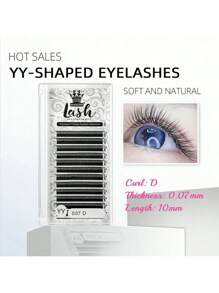 MASSCAKU 12排睫毛嫁接 Yy Lash 0.07mm C D 卷度混合托盘 8-15mm 预制 2D 易扇俄式浓密簇状仿貂毛哑光预扇形睫毛 - 黑色 - 查看 13
