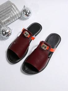 Women's Fashion Casual Multi-Color Rhinestone Embellished Outdoor Sandals - Burgundy - View 8