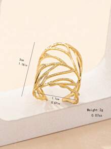 1 件优雅简约镂空金属叶设计戒指，百搭高端美学，适合日常佩戴