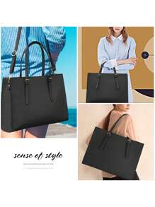 NEWHEY 女士笔记本电脑包防水轻质皮革 15.6 英寸电脑手提包商务办公公文包大容量手提包单肩包专业办公工作包 - 彩色 - 查看 6