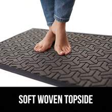 GORILLA GRIP 100% Impermeable Alfombra de Entrada WeatherMax para Todas las Estaciones, Diseñada en EE. UU., Caucho Natural, Resistente a Manchas y Desvanecimiento, Alfombras de Entrada de Bajo Perfil para Interior y Exterior, Fácil de Limpiar, 17x29 Diamante Gris - Pizarra geométrica - Ver 9