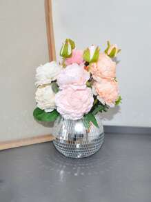 Florero de bola de discoteca de vidrio redonda vintage, decoración para dormitorio, adecuado para centros de mesa de boda, fiesta de cumpleaños y decoración de oficina en el hogar, navidad, pascua, acción de gracias y otras festividades