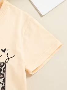 Summer Baby Girls Heart & Letter Print Short Sleeve Tops, Multi-Piece Set - Multicolor - View 5