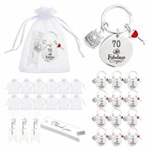 36 Peças/12 Conjuntos de Chaveiro de Aço Inoxidável para Comemorações de Aniversário, Presentes de Aniversário Únicos e Felizes para Casais com 18, 40, 50, 60, 70 e 80 Anos, Ideal para Aniversários e Suprimentos de Festa de Aniversário Importante. [O Conjunto Inclui 12 Chaveiros, 12 Sacolas de Presente e 12 Cartões de Agradecimento] Acessórios de Carro, Encantos de Bolsa, Escola, Fofo, Gótico, Y2k