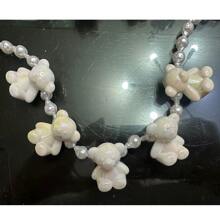 manbara Fashion And Minimalist Pearl Blue Turquoise White Pendant Necklace, Women Bear Jewelry Wholesale