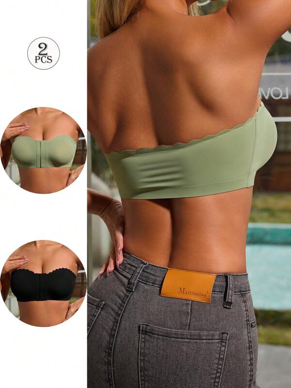 2 Stück hochwertige, sexy und bequeme Damen Unterwäsche, Sportbh mit Rückenkreuz und Frontverschluss, schickes und niedliches Cropped Top