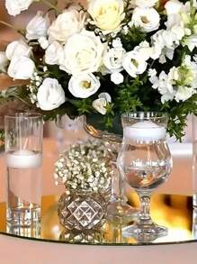 1pc 30cm/25cm/20cm Silver Acrylic Round Mirror Tray, Wedding Candle Holder Decoration, Home Table Decoration, Suitable For Wedding Center Table Decoration, Wedding Table Candles, Baby Baptism Mirror Decoration Tray, Birthday Party Decoration, Jewelry Store Tray, Spring Decoration, Make Your Home New - Multicolor - View 7