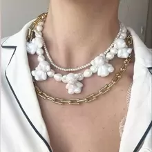 manbara Fashion And Minimalist Pearl Blue Turquoise White Pendant Necklace, Women Bear Jewelry Wholesale