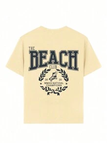 Camiseta de manga corta con cuello redondo y estampado gráfico informal para niñas preadolescentes, top de verano