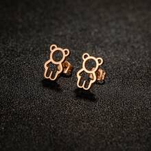 1 Cặp Đinh tán hình gấu bằng thép không gỉ, Hoa tai thời trang dành cho nữ, Thiết kế động vật dễ thương Trang sức dành cho bé gái phong cách cổ điển Quà tặng trang sức thời trang độc đáo - 3-GED675 - Xem 6