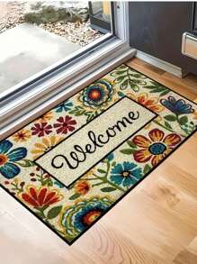 1 pieza Felpudo de entrada creativo con estampado floral de primavera, absorbente de agua, antideslizante y de alta rebote, resistente a la suciedad y lavable a máquina, decorativo para baño, inodoro, cocina y talla grande, alfombra de baño, alfombra de piso, alfombra de exterior, felpudo de puerta, decoración de otoño, accesorios de baño, decoración de entrada escolar - Multicolor - Ver 5