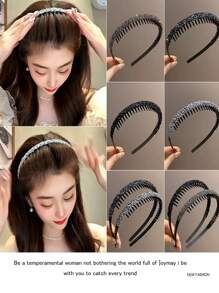 2pcs Elegant Vintage Multifunctional Shiny Rhinestone Headband-Princess Style, Casual Hair Accessories For Ladies And Girls-Suitable For Party, Wedding And Daily Wear-Perfect Gift For Her