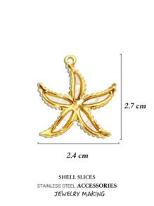 Juego único de joyería marina de acero inoxidable chapado en oro para manualidades, incluye colgante de raya manta, estrella de mar, tortuga, concha (abulón o nácar) - Adecuado para pendientes, collares, pulseras, tobillleras - Vida marina - Ver 17