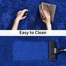 Soft Fluffy Shag Throw Area Rug, 2x4 Black, Non-Slip Bedroom, Hallways, Bedside, Dorm, Living Room - Long Shaggy Rug - Biru Kerajaan - View 5