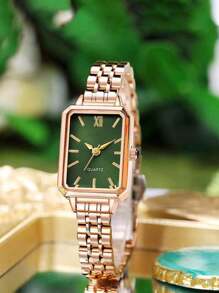 Luxury Steel Strap Women's Watch, Business Casual Fashion Square Quartz Wrist Watch, Birthday Gift Timepiece - Multicolor - View 3