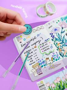 60/48/36/24/18/12/8色闪光凝胶笔，高价值夜光亮彩笔，学生手账笔，特制荧光笔记笔，记号笔，画笔，彩色笔 - 彩色 - 查看 8