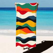 1 pieza Toalla de playa extra grande, extra grande, súper absorbente, manta de playa de fibra suave, artículo esencial de verano, a prueba de viento, a prueba de sol, playa, fiesta, viaje seco, camping, accesorio de playa, regalo de vacaciones