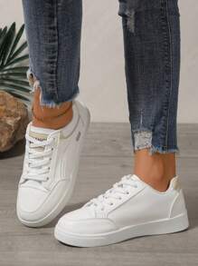 White Sneakers For Women, 2025 New Spring Autumn Lace-Up Thick Sole Niche Brand Casual Sports Shoes, Bestselling