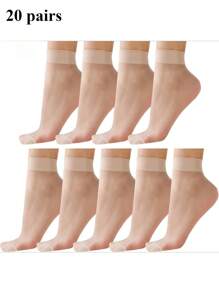 10/20 Pairs Ankle Sheer Socks For Women 20 Denier Nylon Socks Ladies Black Nude One Size - Multicolor - View 11