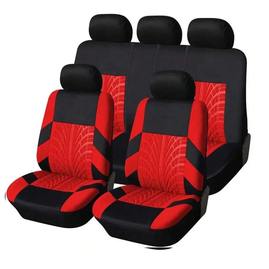 Car Seat Covers Full Set Front Split Rear Bench For Car Universal Cloth SUV Sedan Van Automotive Interior Covers - Red - View 1