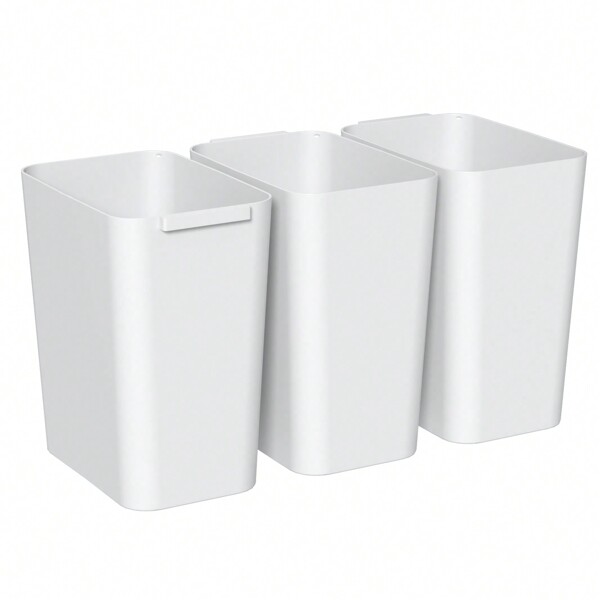 3 Pack 4.5 Gallon Plastic Trash Can, Open Top Garbage Can, Black Waste Basket For Office