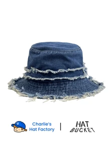 1pc Unisex Washed Frayed Edge Bucket Hat, Suitable For Everyday Wear - Bucket Hat - View 9