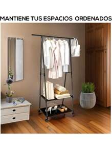Perchero TRIANGULAR Organizador de Ropa, Estante Multifuncional con Ruedas de Acero Inoxidable, Rack Organizador 3 en 1 - Multicolor - Ver 6